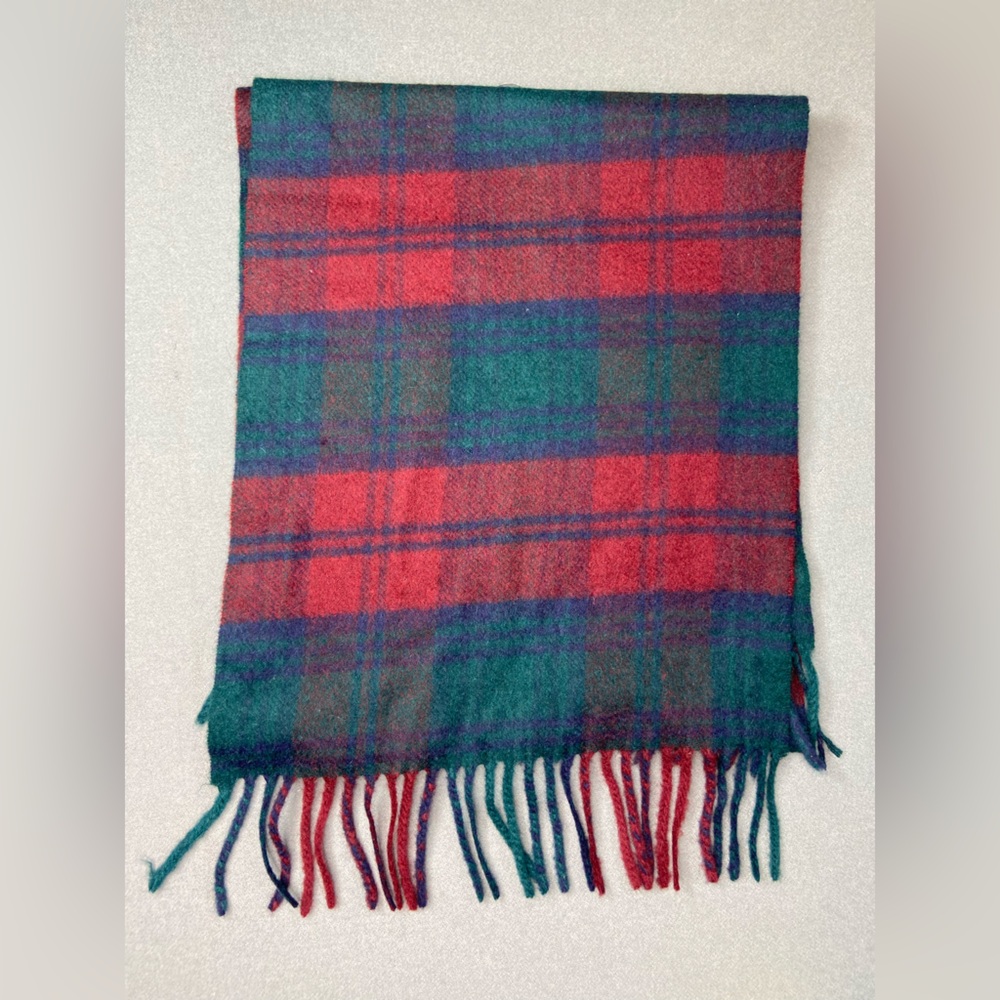 MarchBrae Cashmere Scarf Scottish Grant Clan Tar Red Green BluecPlaid  +Fringe